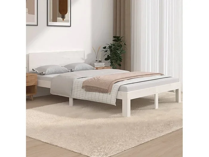Estructura de cama madera maciza blanco 120×190 cm