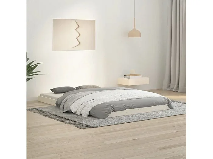 Estructura de cama madera maciza de pino blanco 120×190 cm
