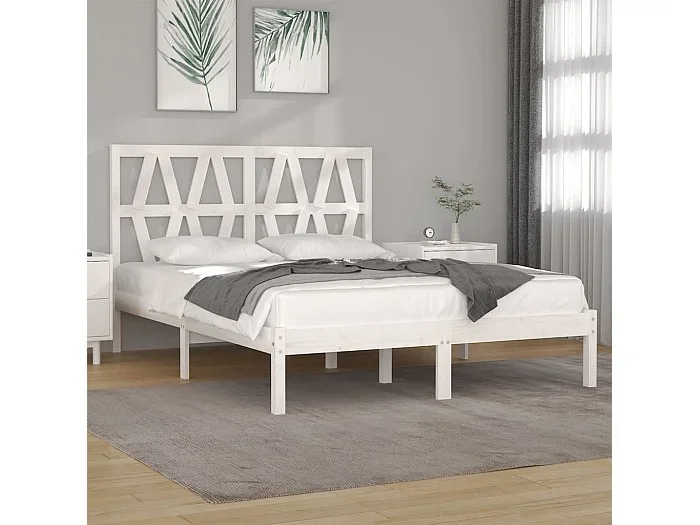 Estructura de cama madera maciza de pino blanco 120×200 cm