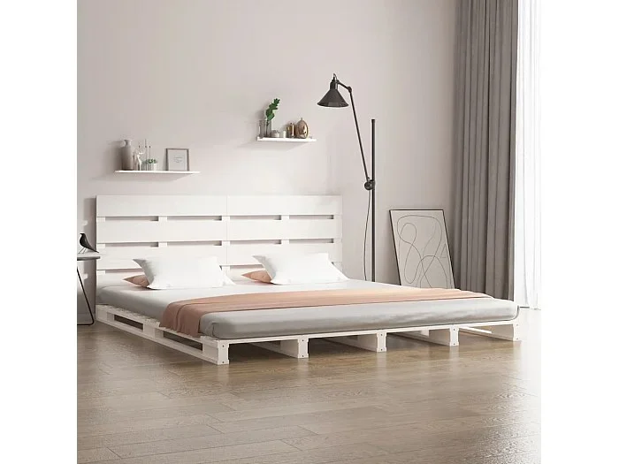 Estructura de cama madera maciza de pino blanco 135×190 cm