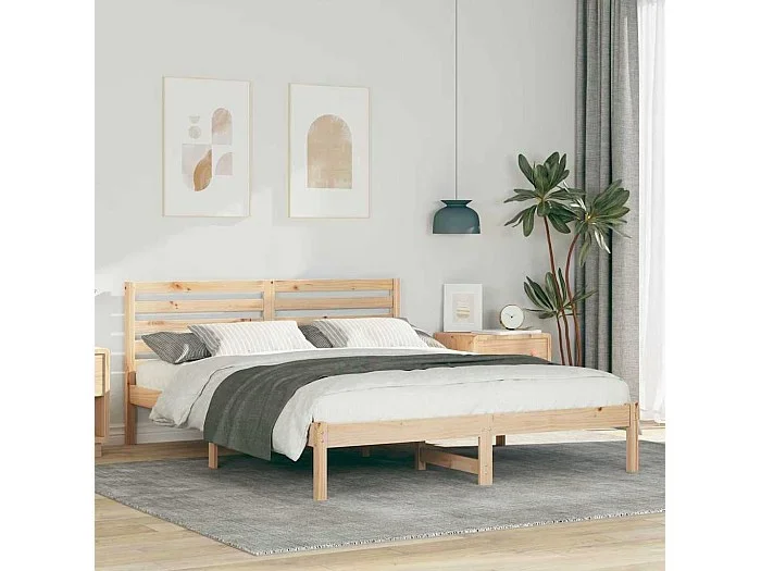 Estructura de cama Marrón 140 x 200 cm Madera maciza de pino