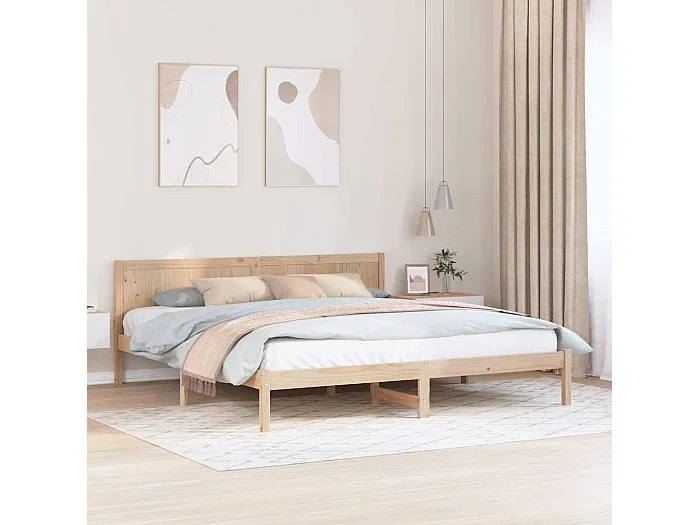 Estructura de cama Marrón 180 x 200 cm Madera maciza de Pino