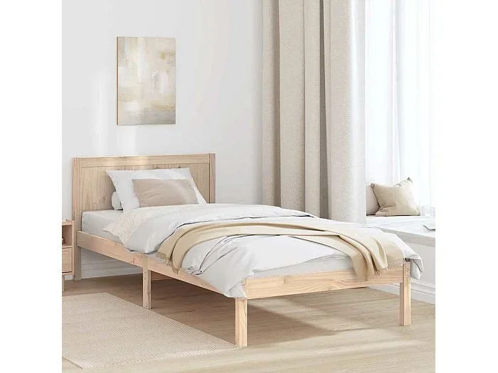 Estructura de cama Marrón 75 x 190 cm Madera maciza de Pino