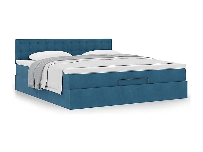 Estructura de cama otomana colchón azul oscuro 180×200 cm