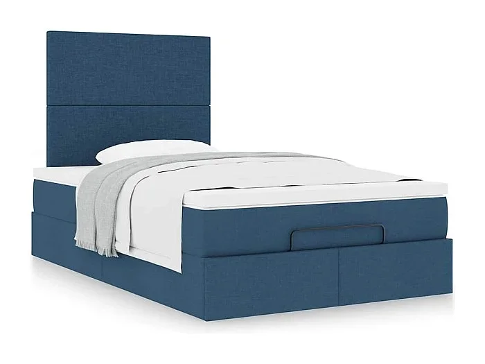 Estructura de cama otomana colchón tela azul 120×190 cm