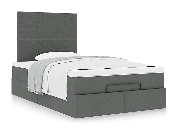 Estructura de cama otomana colchón tela gris oscuro