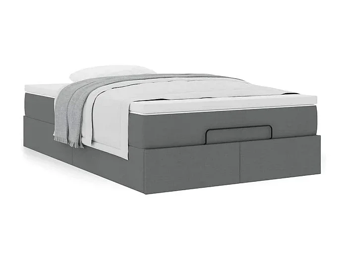 Estructura de cama otomana colchón tela gris oscuro