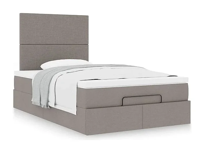 Estructura de cama otomana colchón tela gris pardo 120x200cm