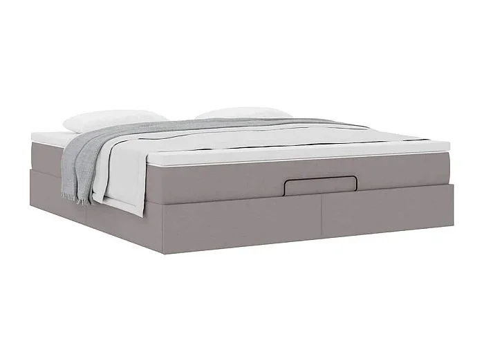 Estructura de cama otomana colchón tela gris pardo 160x200cm