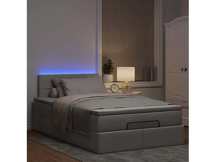 Estructura de cama otomana colchón tela topo 120×190 cm
