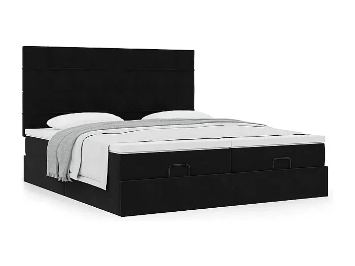 Estructura de cama otomana colchones terciopelo negra 160x200cm