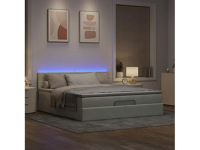 Estructura de cama otomana con colchón gris claro 160x200cm