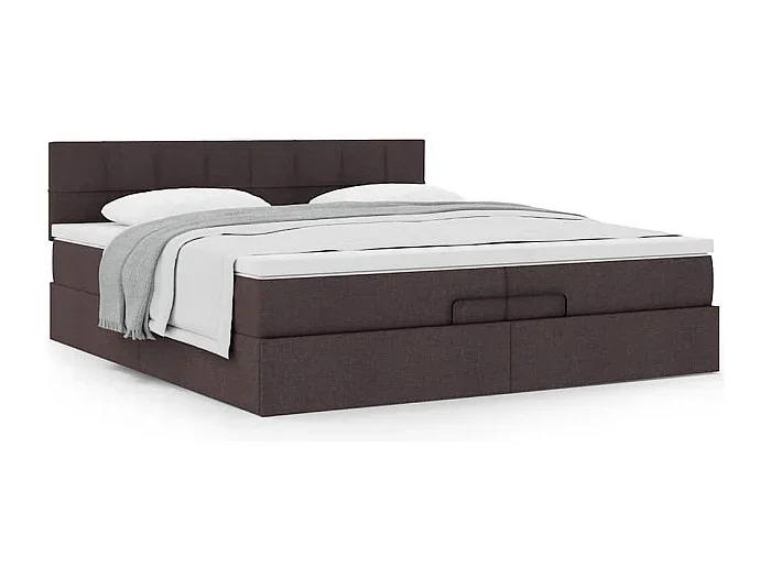Estructura de cama otomana con colchón marrón oscuro 200×200 cm