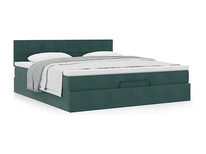 Estructura de cama otomana con colchón verde oscuro 180×200 cm