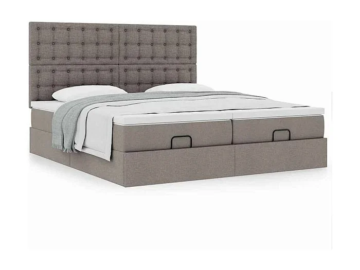 Estructura de cama otomana con colchones tela topo 200x200cm