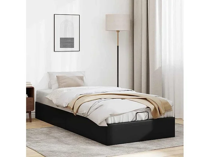 Estructura de cama otomana sin colchón negro 100×200 cm