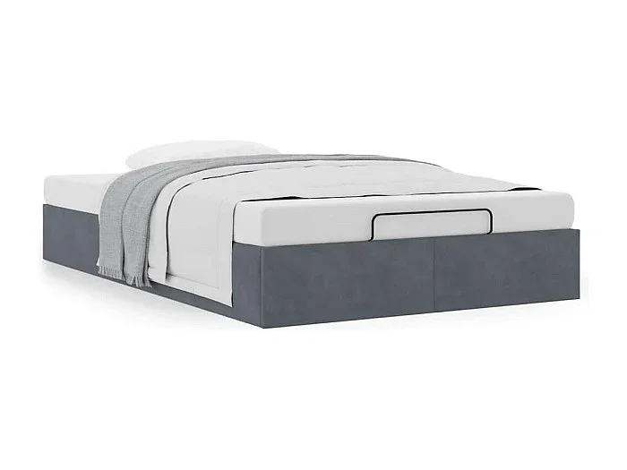 Estructura de cama otomana sin colchón terciopelo gris oscuro