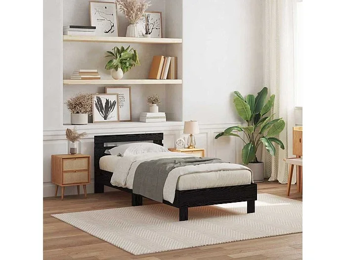 Estructura de cama Roble negro 75 x 190 cm Madera contrachapada