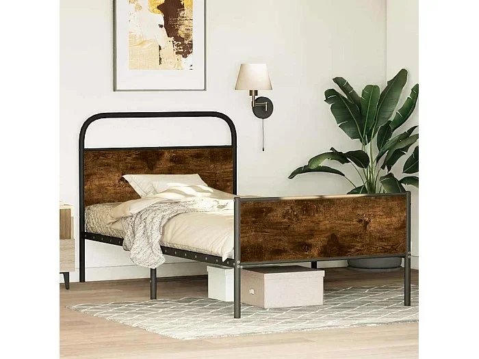Estructura de cama sin colchón 107×203 cm madera roble Sonoma
