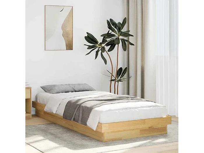 Estructura de cama sin colchón 75×190 cm madera maciza roble