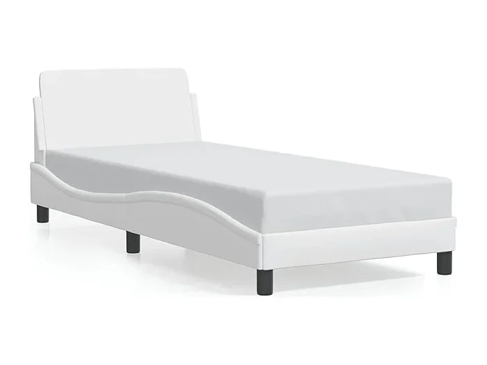 Estructura de cama sin colchón cuero sintético blanco 90×190 cm