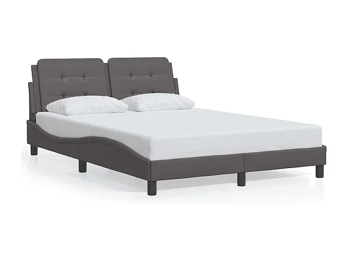Estructura de cama sin colchón cuero sintético gris 140×200 cm