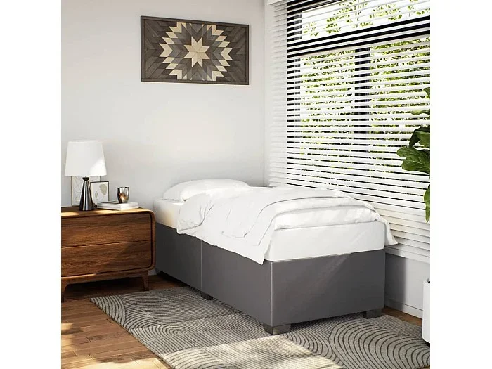 Estructura de cama sin colchón cuero sintético gris 80×200 cm