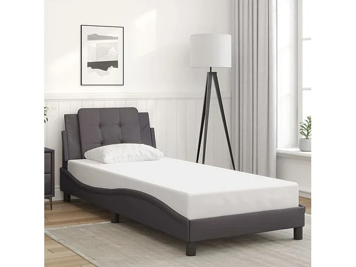 Estructura de cama sin colchón cuero sintético gris 80×200 cm
