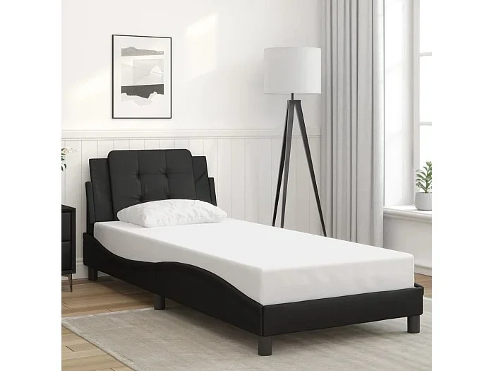 Estructura de cama sin colchón cuero sintético negro 100×200 cm