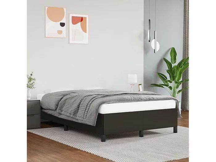 Estructura de cama sin colchón cuero sintético negro 120×190 cm