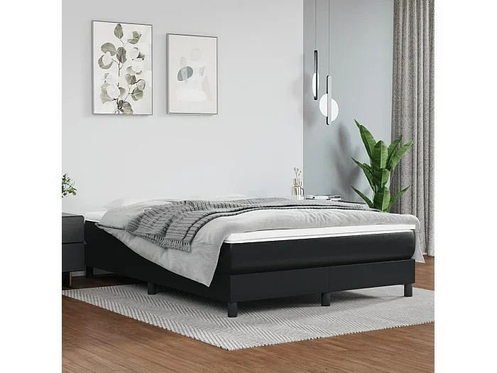 Estructura de cama sin colchón cuero sintético negro 140×190 cm