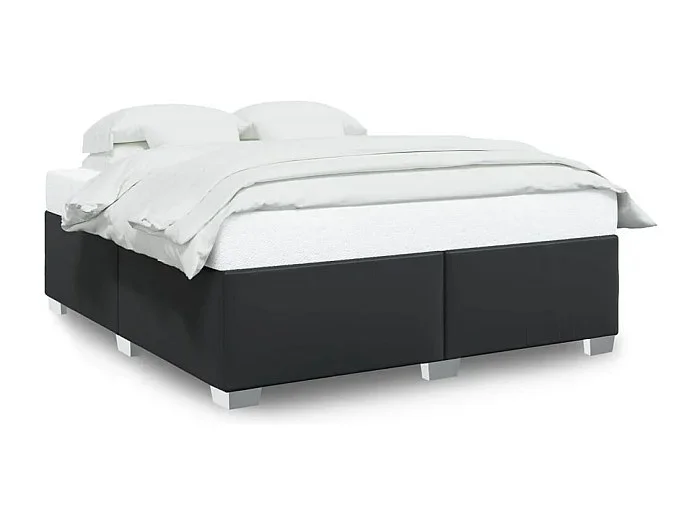 Estructura de cama sin colchón cuero sintético negro 180×200 cm