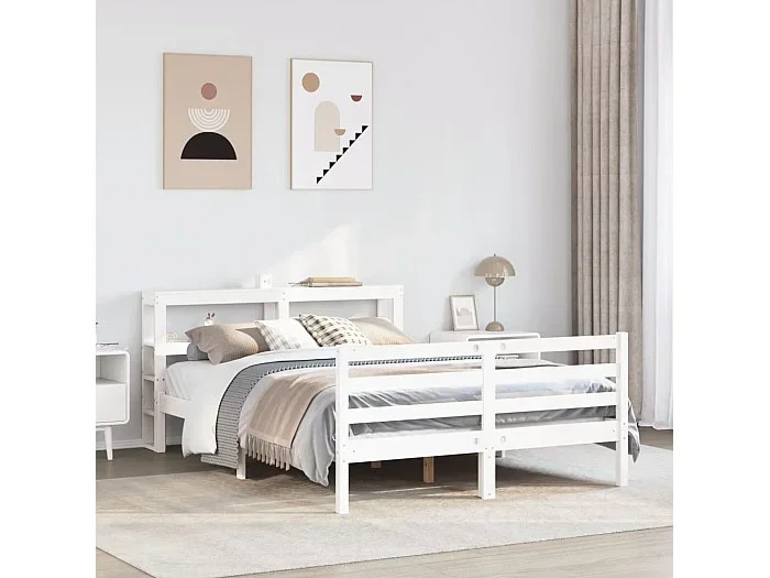 Estructura de cama sin colchón madera de pino blanca 120×200 cm