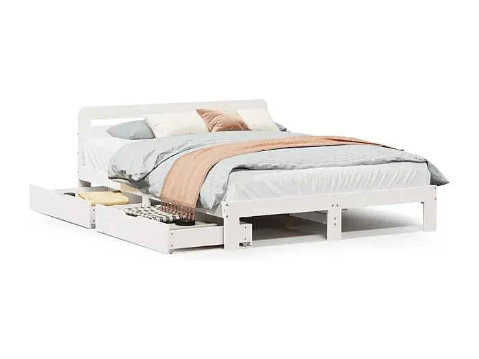 Estructura de cama sin colchón madera de pino blanca 120×200 cm
