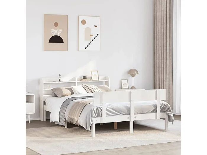 Estructura de cama sin colchón madera de pino blanca 120×200 cm