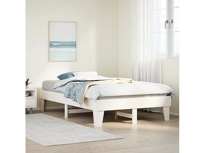 Estructura de cama sin colchón madera de pino blanca 120×200 cm