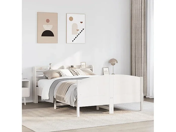 Estructura de cama sin colchón madera de pino blanca 120×200 cm