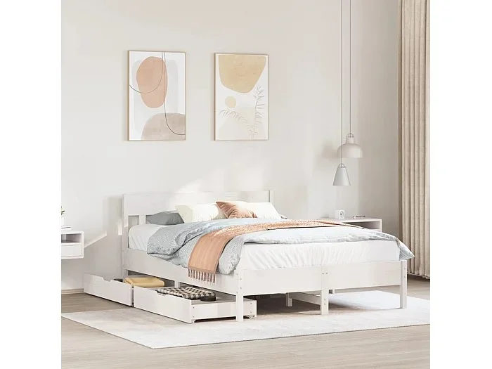 Estructura de cama sin colchón madera de pino blanca 120×200 cm