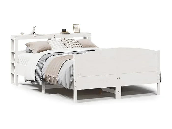 Estructura de cama sin colchón madera de pino blanca 140×190 cm