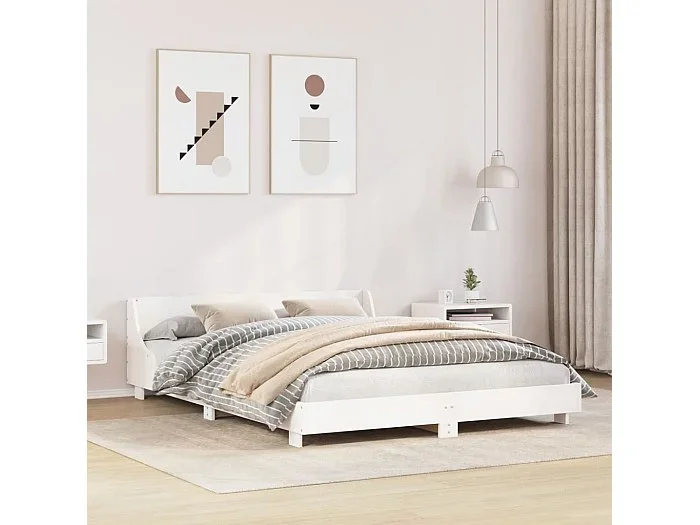 Estructura de cama sin colchón madera de pino blanca 140×190 cm
