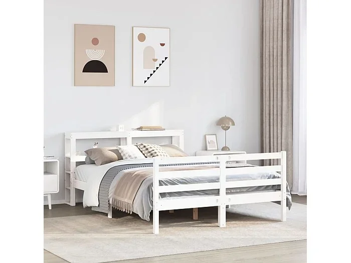 Estructura de cama sin colchón madera de pino blanca 140×200 cm
