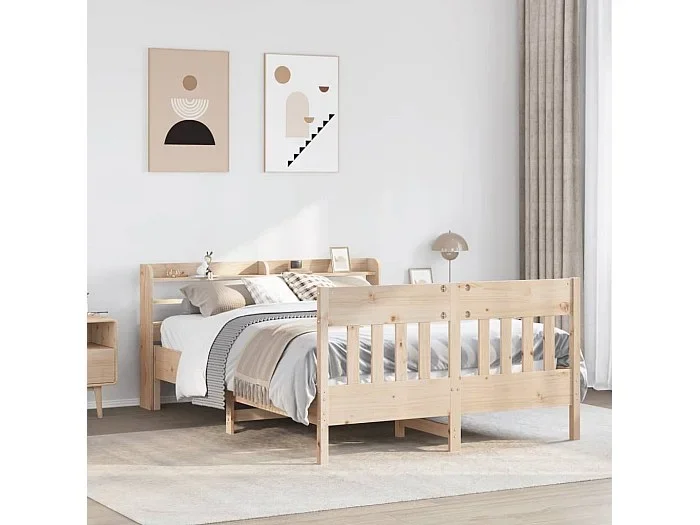 Estructura de cama sin colchón madera de pino blanca 140×200 cm