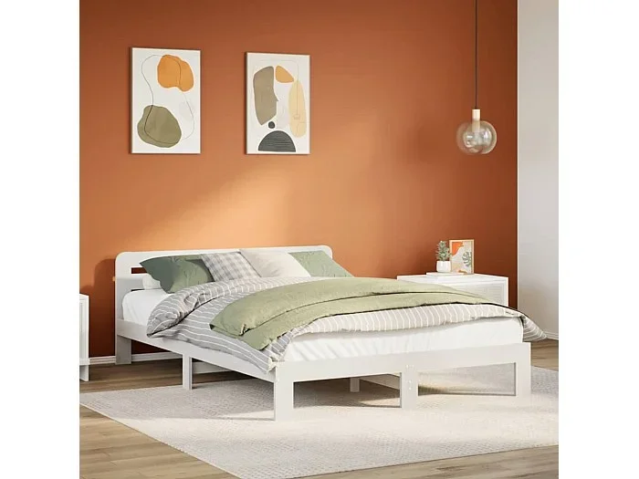 Estructura de cama sin colchón madera de pino blanca 140×200 cm