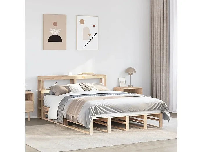Estructura de cama sin colchón madera de pino blanca 140×200 cm