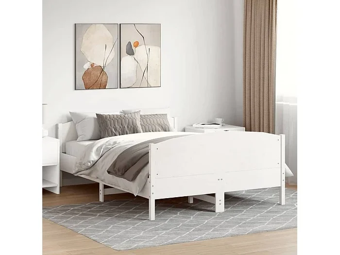 Estructura de cama sin colchón madera de pino blanca 140×200 cm