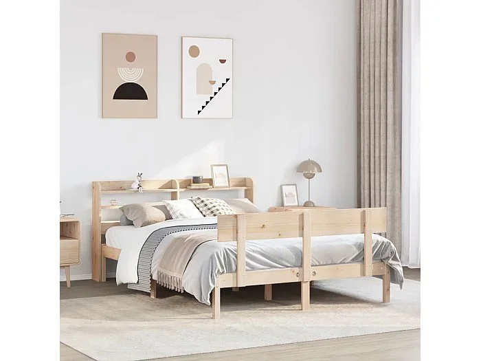 Estructura de cama sin colchón madera de pino blanca 140×200 cm