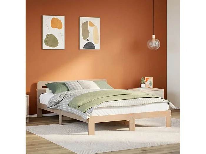 Estructura de cama sin colchón madera de pino blanca 140×200 cm