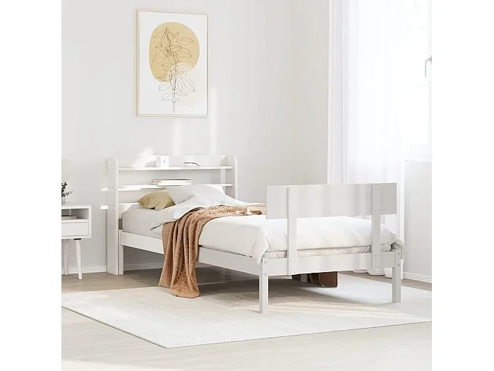 Estructura de cama sin colchón madera de pino blanca 90×200 cm