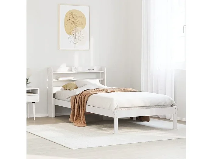Estructura de cama sin colchón madera de pino blanca 90×200 cm