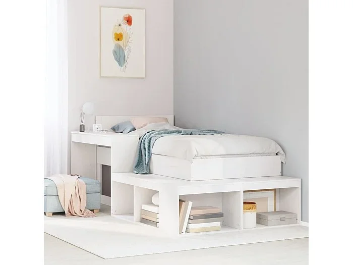 Estructura de cama sin colchón madera de pino blanca 90×200 cm